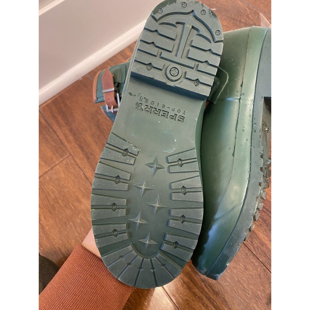 Sperry Top Sider Walker Fog Women's sz7 Rain Boots Green Retro Classic buckle - Picture 9 of 10